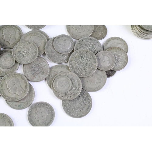 208 - A large collection of British pre decimal pre 1947 silver coins to include a good quantity of half c... 