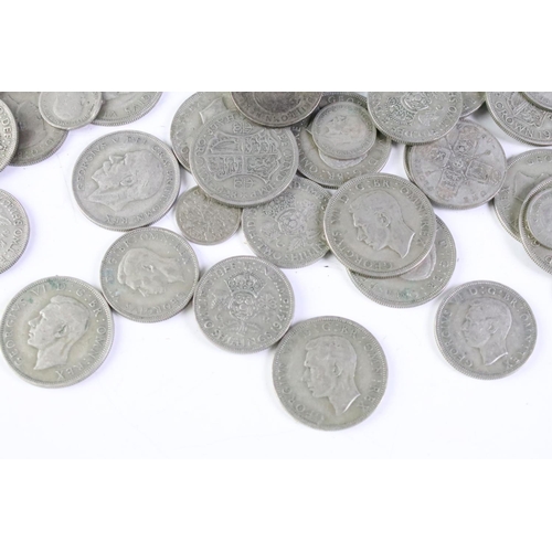 208 - A large collection of British pre decimal pre 1947 silver coins to include a good quantity of half c... 