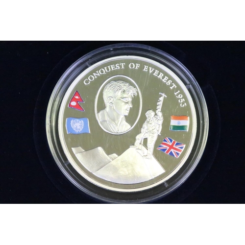 23 - A Westminster Mint the 50th Anniversary of the Conquest of Everest 5oz silver proof coin, set within... 