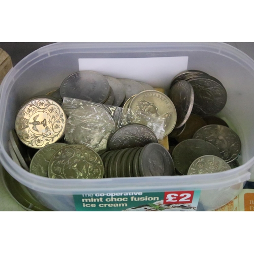 30 - A collection of coins to include a trade box of commemorative crowns together with a large selection... 