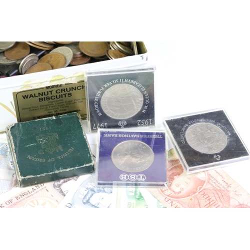 34 - A collection of mainly British pre decimal coins together with commemorative examples and a collecti... 