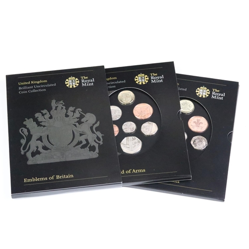 39 - A collection of Royal Mint Uncirculated coin sets to include six year sets, £5 coins, 50p coins and ... 