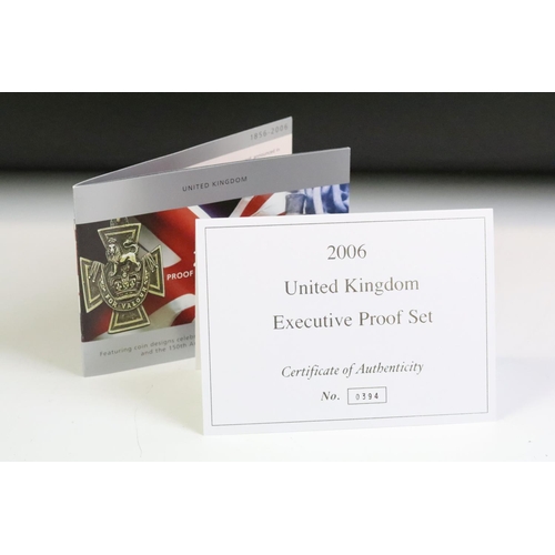 42 - A Royal Mint United Kingdom 2006 Executive twelve coin proof set, set within wooden presentation cas... 