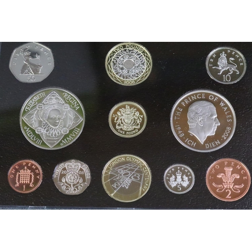 45 - A Royal Mint United Kingdom 2008 Executive eleven coin proof set, set within wooden presentation cas... 