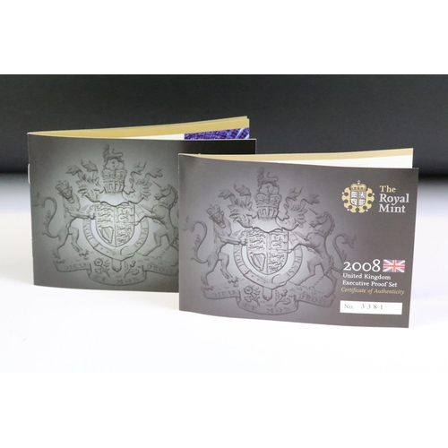 45 - A Royal Mint United Kingdom 2008 Executive eleven coin proof set, set within wooden presentation cas... 