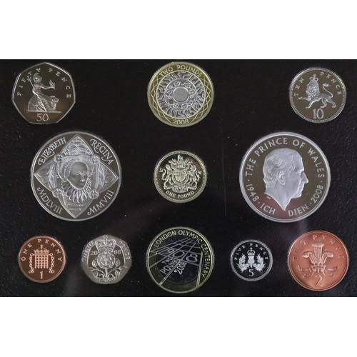 46 - A Royal Mint United Kingdom 2008 Executive eleven coin proof set, set within wooden presentation cas... 