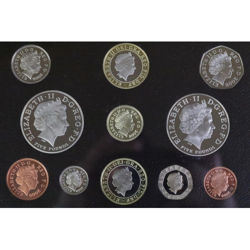 46 - A Royal Mint United Kingdom 2008 Executive eleven coin proof set, set within wooden presentation cas... 