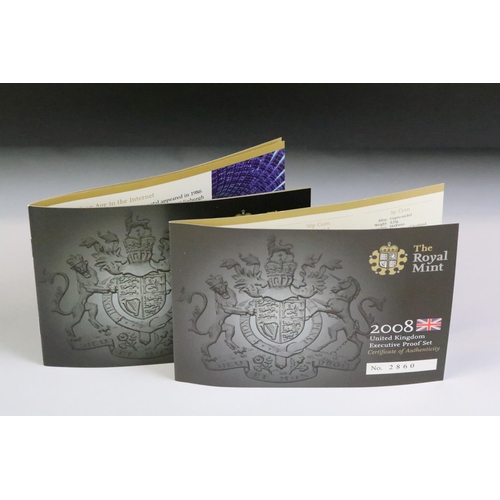 46 - A Royal Mint United Kingdom 2008 Executive eleven coin proof set, set within wooden presentation cas... 