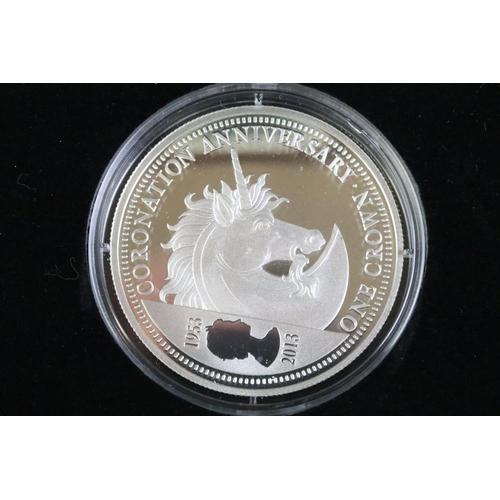 85 - The London Mint The Heraldic Beasts 2013 pure silver crown four coin set, in fitted box and complete... 