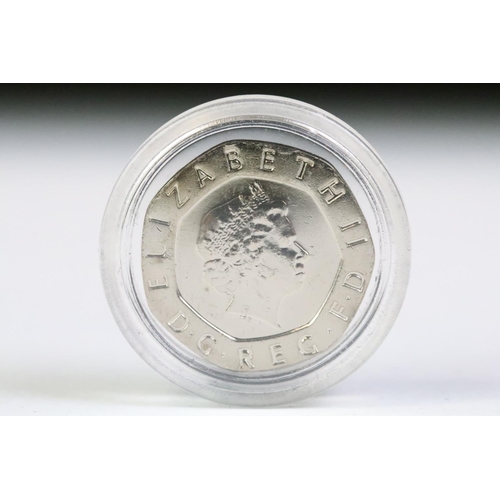 93 - A London Mint Undated 20p coin encapsulated within fitted display case and complete with COA.