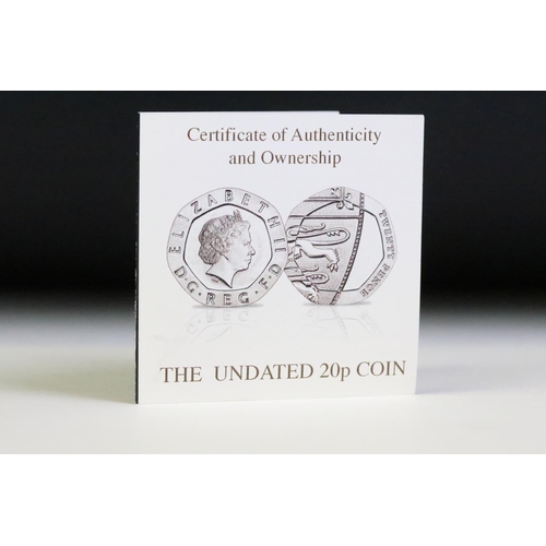 94 - A London Mint Undated 20p coin encapsulated within fitted display case and complete with COA.