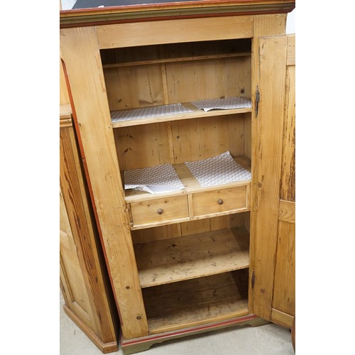 636 - 19th century Continental Pine Cupboard, the single door with hand painted floral design panels, 180c... 