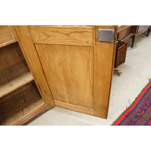 636 - 19th century Continental Pine Cupboard, the single door with hand painted floral design panels, 180c... 