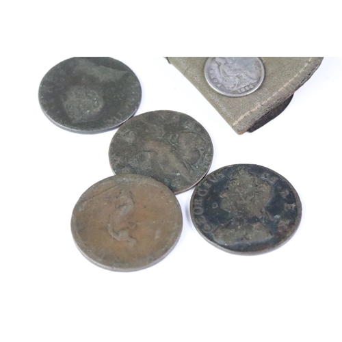 215 - A small collection of British pre decimal coins to include a collection of silver threepence coins a... 