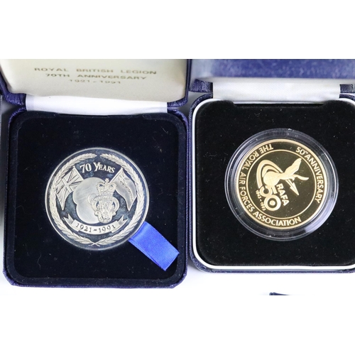 217 - A collection of uncirculated commemorative proof coins to include a cased set of Legendary Aircraft ... 