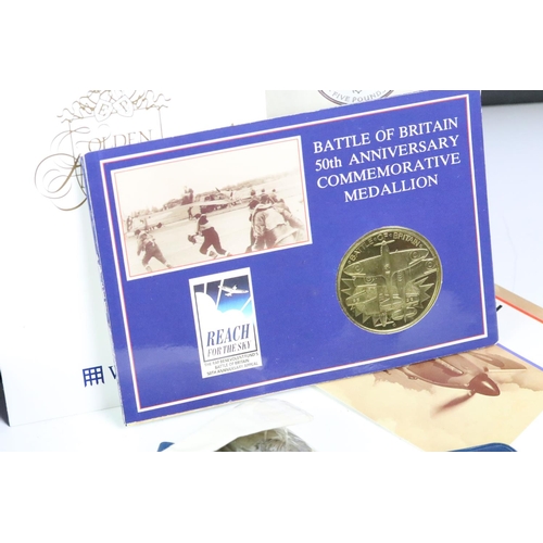 217 - A collection of uncirculated commemorative proof coins to include a cased set of Legendary Aircraft ... 