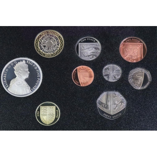 219 - A Queens Diamond Jubilee 2012 executive proof coin set, encased within leather display case and comp... 