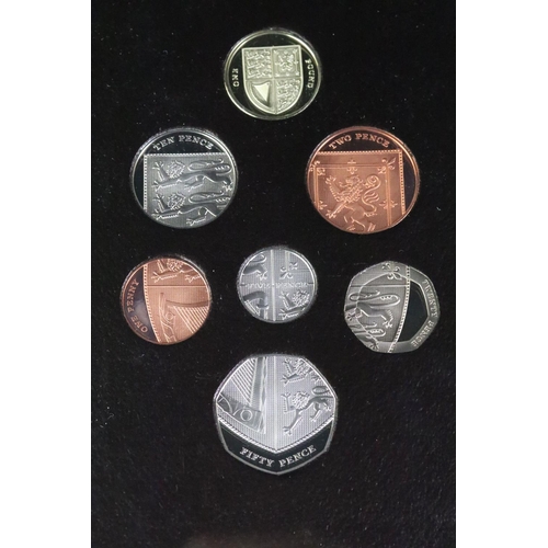 222 - A Royal Mint United Kingdom 2008 Royal Shield of Arms proof coin set, within fitted display case and... 