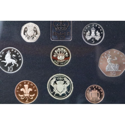 226 - A collection of six United Kingdom Royal Mint proof coin year sets to include 1992, 1994, 1991, 1986... 