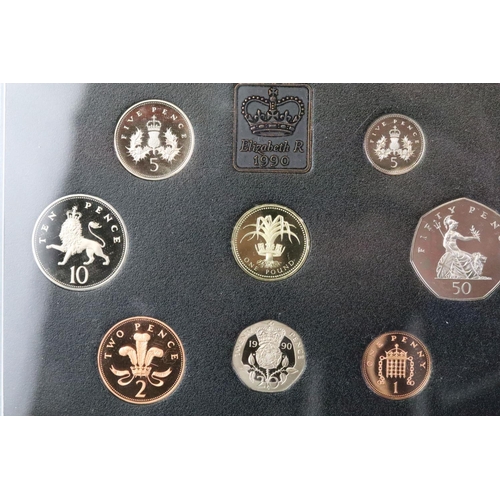 227 - A collection of six United Kingdom Royal Mint proof coin year sets to include 1989, 1990, 1987, 1995... 