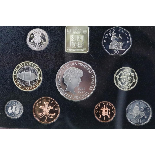 228 - A collection of six United Kingdom Royal Mint proof coin year sets to include 1985, 1984, 1983, 1997... 