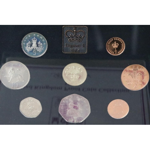 228 - A collection of six United Kingdom Royal Mint proof coin year sets to include 1985, 1984, 1983, 1997... 