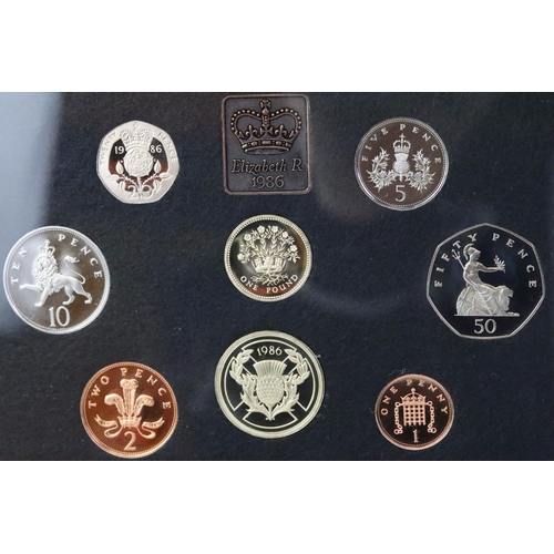 270 - A collection of six Royal Mint annual proof coin year sets to include 1987, 1986, 1985, 1988, 1994 a... 