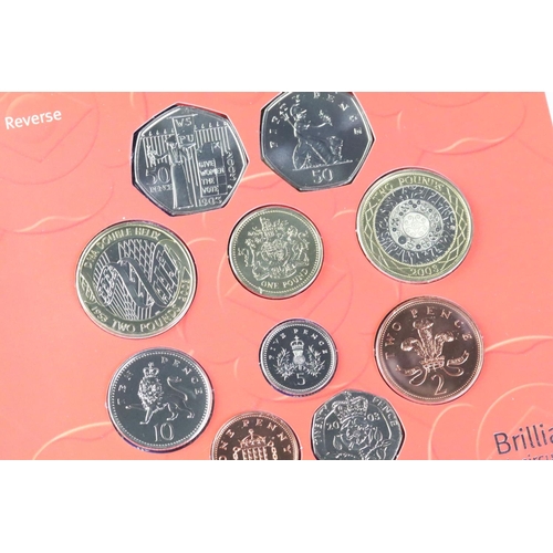 265 - A collection of ten Royal Mint brilliant uncirculated annual year sets to include 1984, 1983, 2003, ... 