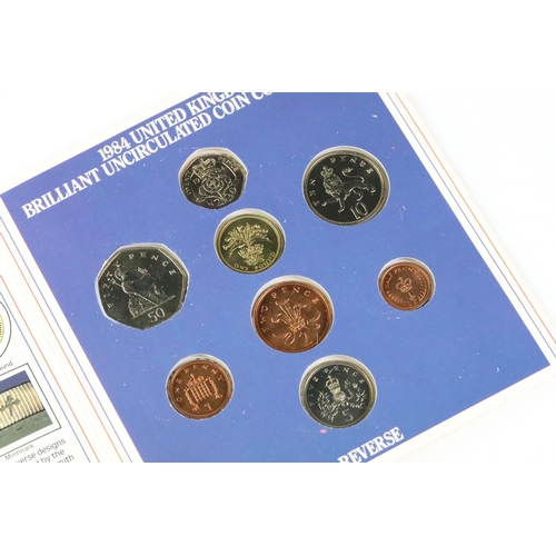 265 - A collection of ten Royal Mint brilliant uncirculated annual year sets to include 1984, 1983, 2003, ... 