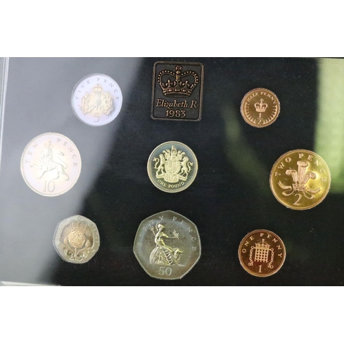 268 - A collection of six Royal Mint annual proof coin year sets to include 1983, 1984, 1990, 1991, 1992 a... 