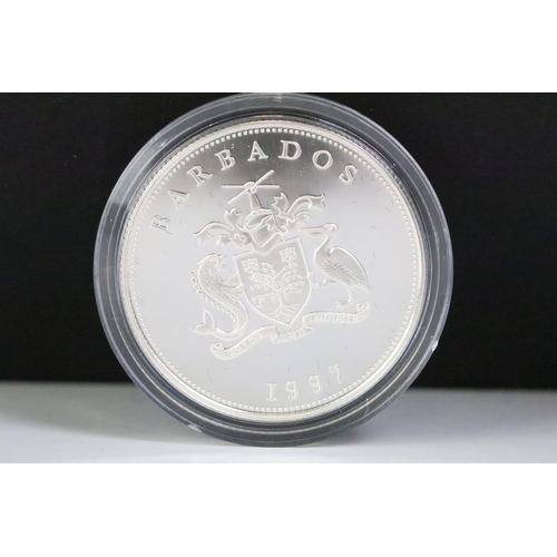 276 - A Royal Mint silver proof Barbados $1 dollar coin encapsulated within display case and complete with... 