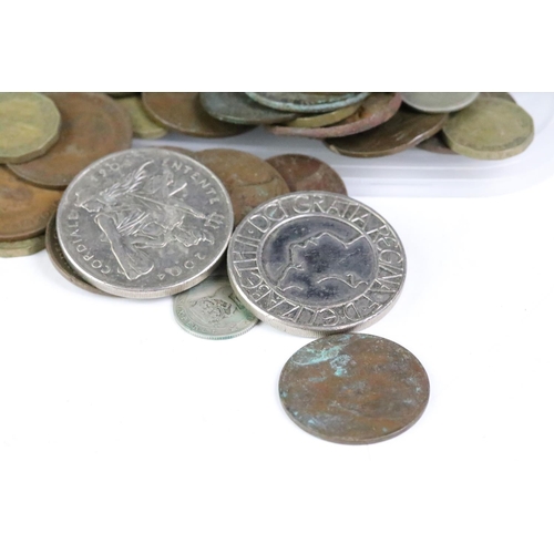 277 - A small collection of British & World coins to include pre decimal silver and a King George III cart... 