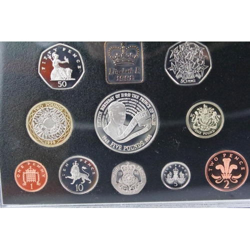 278 - A collection of six Royal Mint United Kingdom annual coin proof sets to include 1985, 1996, 1997, 19... 