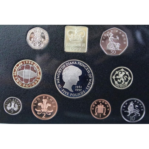 278 - A collection of six Royal Mint United Kingdom annual coin proof sets to include 1985, 1996, 1997, 19... 