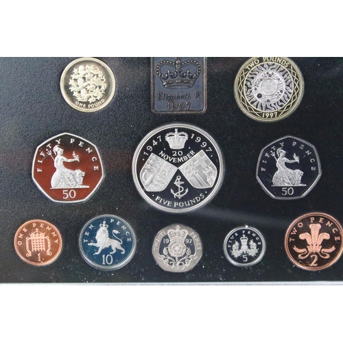 278 - A collection of six Royal Mint United Kingdom annual coin proof sets to include 1985, 1996, 1997, 19... 