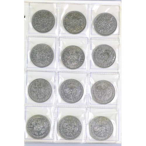 288 - A collection of British pre decimal Florin / two shilling coins to include Queen Victoria, King Edwa... 