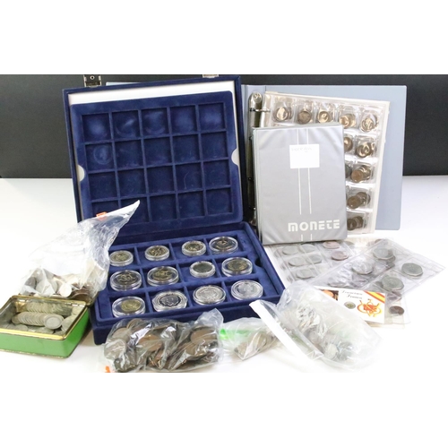 298 - A mixed collection of British and world coins to include a quantity of pre decimal silver and commem... 