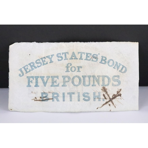 17 - A States of the Island of Jersey, interest-bearing note for £5, 1 September 1840, serial number 1366... 