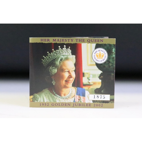 108 - A Royal Mint 2002 Her Majesty Queen Elizabeth II Golden Jubilee £5 gold proof coin, encapsulated wit... 