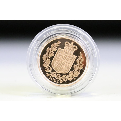 110 - A Royal Mint 2002 United Kingdom gold proof full sovereign coin, encapsulated within fitted display ... 