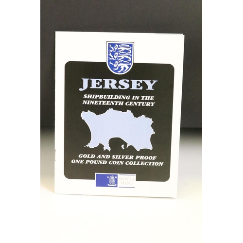 116 - A Royal Mint The Jersey Shipbuilding series 1991-1994 silver proof one pound collection of seven coi... 