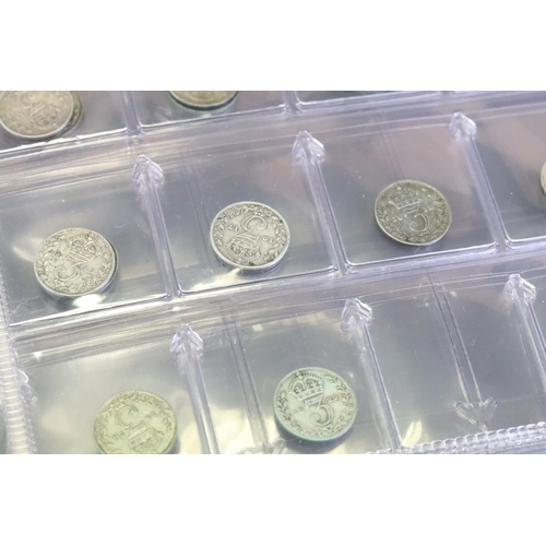 118 - A collection of British silver threepence coins to include Queen Victoria, King Edward VII and King ... 