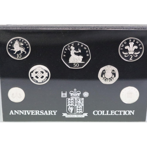 119 - A Royal Mint United Kingdom 1996 silver proof anniversary collection year set, encapsulated within f... 