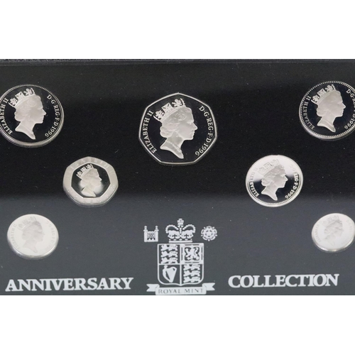 119 - A Royal Mint United Kingdom 1996 silver proof anniversary collection year set, encapsulated within f... 