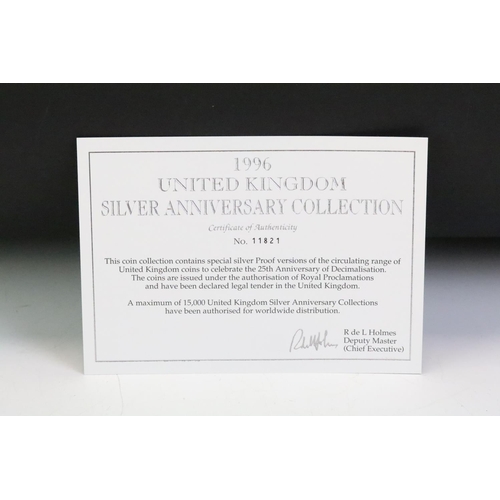 119 - A Royal Mint United Kingdom 1996 silver proof anniversary collection year set, encapsulated within f... 