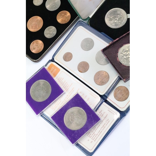 128 - A collection of coins to include a 1966 Queen Elizabeth II cased specimen set, 1968 first & second i... 