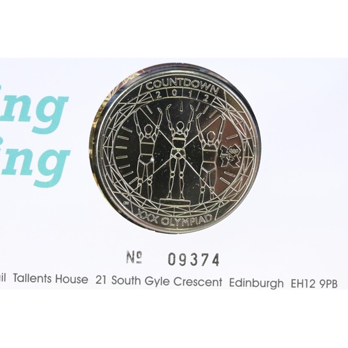 151 - A collection of approx eighteen £5 coin / stamp covers to include 2012 London Olympic games, 70th An... 