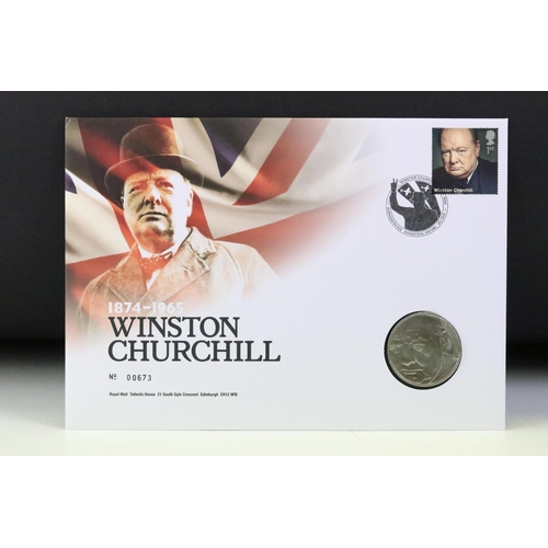 152 - A collection of approx eighteen £5 coin / stamp covers to include 2000 Royal Four Generations, 2015 ... 