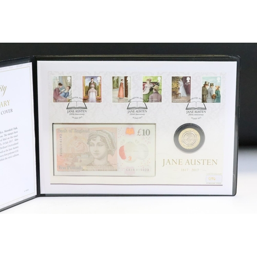 53 - A Westminster Mint 2017 Jan Austin 200th Anniversary United Kingdom stamp, £2 coin and £10 banknote ... 