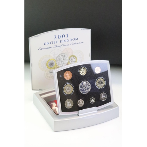 57 - A Royal Mint 2002 brilliant uncirculated nine coin Golden Jubilee year set, in fitted presentation c... 